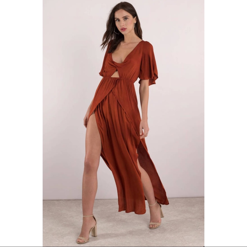 BLUE LIFE ADRIANA ORANGE MULTI PEEKABOO MAXI DRESS